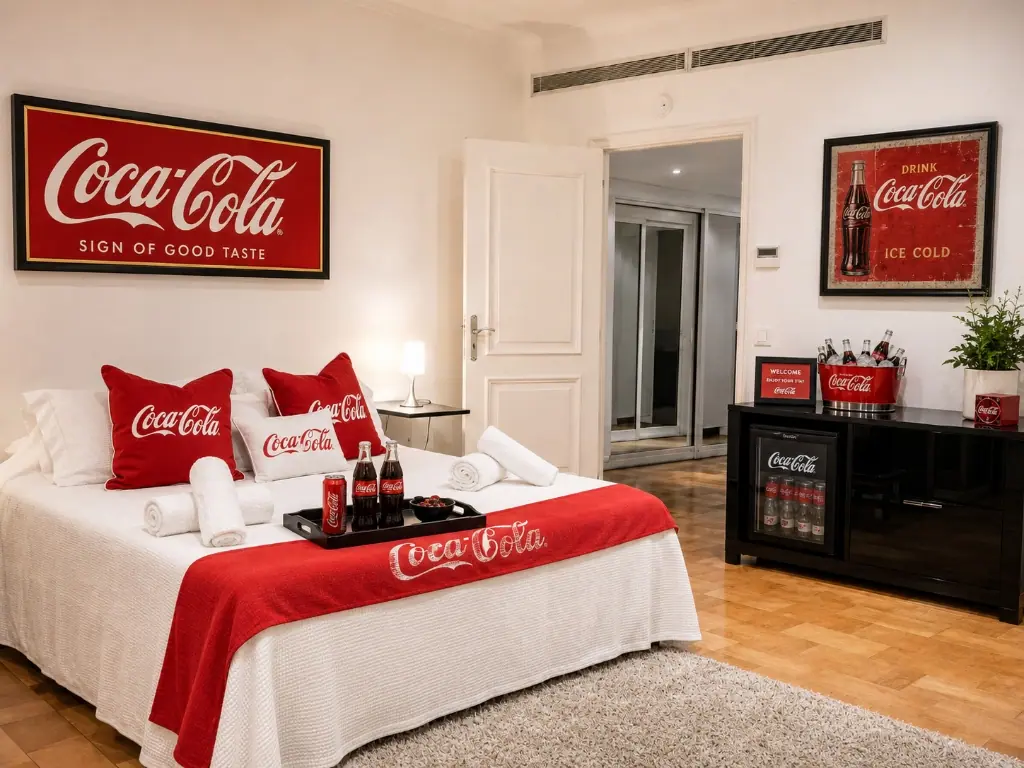 Luxury master suite with sea view and branded VIP welcome gift set